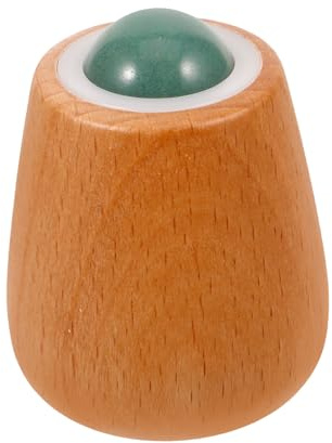 ROMISBABA Jade Gesichtsroller Mit Holzgriff Kühlendes Massagegerät Für Gesicht Und Körper Kompakt Tragbar Für Zuhause Und Reise Entspannung Und Muskelentspannung Bei Verspannungen