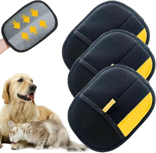 Genérico Guantes Removedores Pelo para Mascotas, New Guantes Aseo para Mascotas Doble Eliminador Pelo Estático para Perros y Gatos, Pets Double Sided Grooming Glove, Pet Hair Remover Gloves (3-PCS)