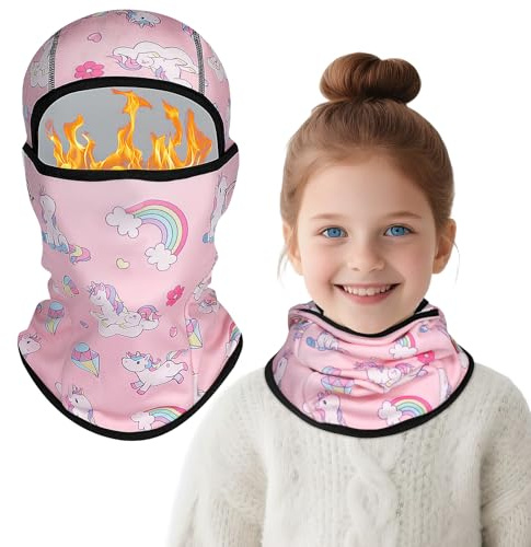TAGVO Cagoule Balaclava pour Enfants - Charmants Dessins Animés, Multifonctionnel Cagoule Masque De Ski en Polaire Thermique Élastique Respirant, Chapeau avec Cache-Cou pour Garçons et Filles
