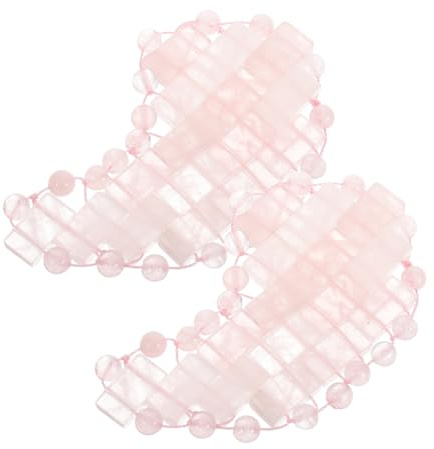 BIUDECO 2 Stück Jade Augenmaske Mondform Kühlend Natürlicher Rosenquarz Augenbedeckung Entspannt Augenringe Lindert Müdigkeit Für Schlaf Reise Spa Massage