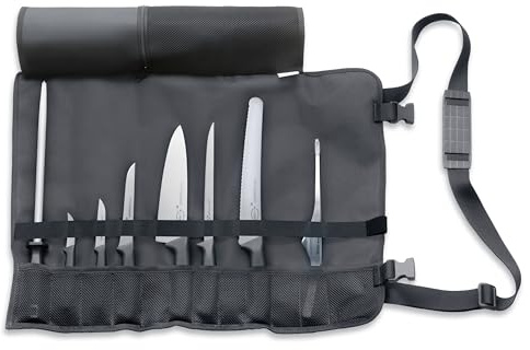 F. Dick Starter-Set ProDynamic 8-teilig (Messer-Set inkl. Rolltasche, Kochmesser inkl. Wetzstahl + Pinzette, Tasche aus Kunstfaser-Material abwaschbar) 81094000, 65 cm