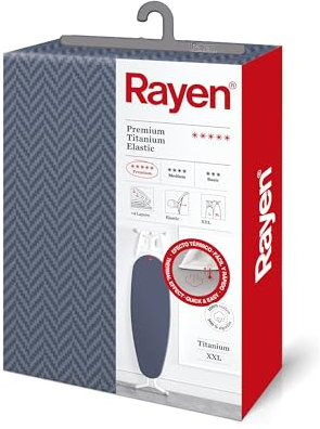 Rayen | Universal Bügelbrettbezug | Elastischer Bügelbrettbezug | 4 Schichten: Schaumstoff, 100% Baumwollgewebe, Titanium-Qualität | Premium XXL Serie | Maße: 150 x 55 cm | Dunkelblau