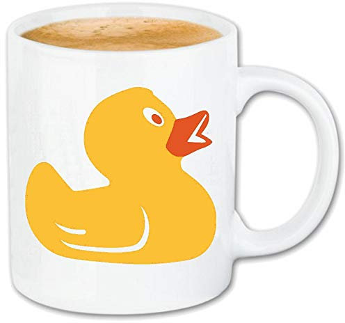 Reifen-Markt Kaffeetasse BADEENTE QUIETSCHE ENTE - BADESPAß - BADEWANNE - WELLNESS - HYGIENE Keramik 330 ml in Weiß