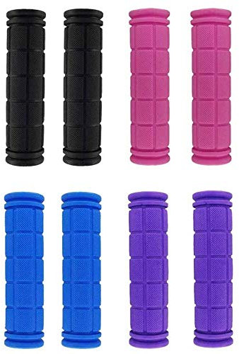 4 Paia Coprimanubrio da Bicicletta, Hitopin Coprimanubrio in Gomma, Manopole morbide, per Bici da Strada Bici BMX MTB Manici (Rosa Lilla, Nero e Blu)