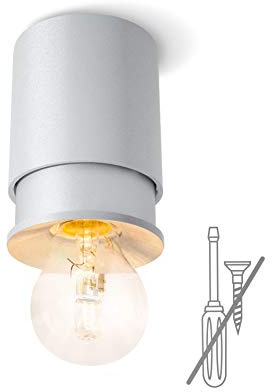 Twister Living Deckenleuchte einfach zu befestigen, keine Schrauben, ein Haken, patentgeschützt, E27 Lampe Silber A++, küchenlampen decke