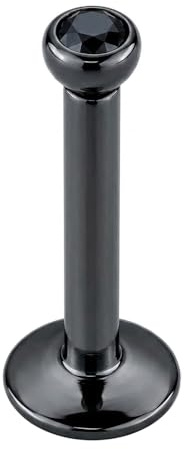 Schwarzen Kristall Stein intern Gewinde Kugel 16 Gauge schwarz eloxiertem 316L Piercing chirurgische Lippe Labret Tragus Stahlbarren