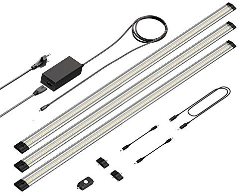 parlat LED Unterbau-Leuchte Siris, Bewegungsmelder, flach, je 90cm, je 1044lm, weiß, 3er Set