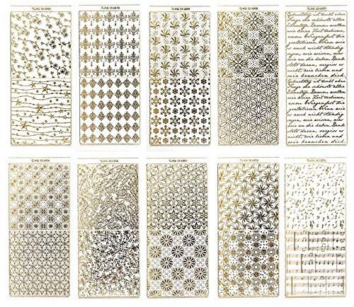 Ideen mit Herz Gravur-Sticker, transparent/gold, 10 Bogen à 10 x 23 cm | Goldene Aufkleber zum Basteln & Dekorieren | Karten & Geschenke zu Geburtstag, Weihnachten & mehr (Hintergründe Eleganz)