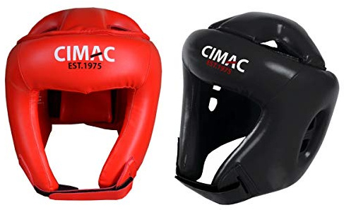 Cimac PU Head Guard Boxing Martial Arts Kickboxing Taekwondo Semi Contact Sparring Kids Junior Adult Helmet (Black, L)