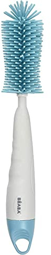 BÉABA, Goupillon/Brosse Biberons & Tétines en Silicone ultra souple, Embout souple et texturé, Nettoie biberons tétines et petits accessoires, Manche ergonomique, Trou d’accroche