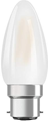 OSRAM Dimmbare Filament LED Lampe mit B22d Sockel, Warmweiss (2700K), Kerzenform, 5W, Ersatz für 40W-Glühbirne, matt, LED Retrofit CLASSIC B DIM , 10er-Pack
