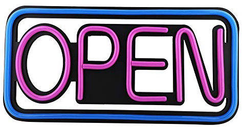 Dioche LED Leuchtreklame Schild,Rechteck Hängendes Neonlicht Shop Zeichen LED Leuchtschild Open mit EU Stecker,Neonlicht Lichtwerbung Leuchtreklame für Bar