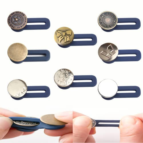 8 Stück Hosenbunderweiterung Knopf, Hosenknopf Erweiterung, Taille Extender Elastischen Knopf, Jeans Einziehbare Knöpfe, Bund Expander Set für Jeans Röcke Hosen Herren Damen