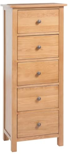 vidaXL Eichenholz Massiv Hohe Kommode mit Schubladen Sideboard Highboard Schrank Anrichte Schubladenschrank Beistellschrank 45x32x110cm