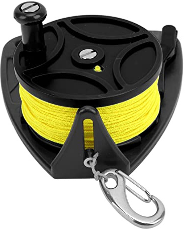 Tauch-Wrackrolle mit Clip 83 m Draht Alvinlite Scuba Dive Reel Mehrzweck-Ankerseilrolle für Freizeittauchen und Speerfischen(Schwarz)