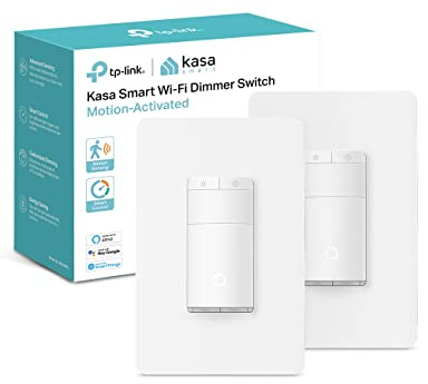 Kasa Smart Motion Sensor Switch, Dimmer Light Switch, Single Pole, Needs Neutral Wire, 2.4GHz Wi-Fi, Compatible with Alexa & Google Assistant, UL Certified, No Hub Required(ES20MP2) White 2-Pack