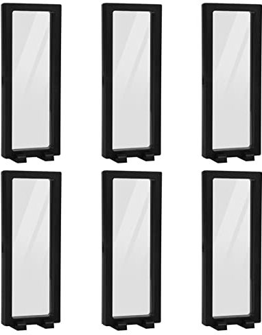 QOTSTEOS 6 Stück 3D schwebende Vitrine, transparenter PE-3D-Rahmen, Vitrine, Aufhängung, Schmuck-Organizer (schwarz)