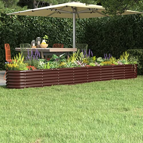 WIFESE JardinièRe De Jardin Acier Enduit De Poudre 332x40x36 Cm Marron Jardiniere Exterieur Grande Taille Jardiniere Balcon Jardiniere sur Pieds Carré Potager Bacs à Fleurs Potager Bac A Fleur
