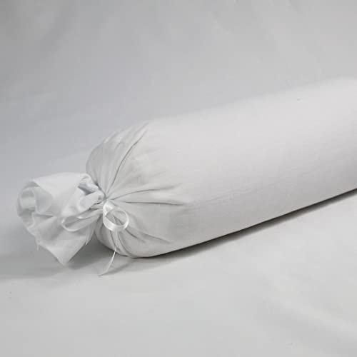 fränkische Schlaf-Manufaktur Nackenrolle, Knierolle, Yogarolle mit Bio Dinkelspelz und 100% Baumwolle Bezug Farbe Weiß