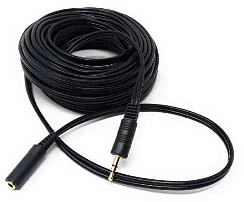 DRUT 10m 3.5mm to 3.5mm Stereo Audio Extension Cable Lead Male to Female | Gold Connectors 33ft Black