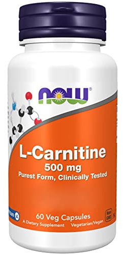 Now Foods L-Carnitine, 500mg, Carnipure®, 60 vegane Kapseln, Laborgeprüft, Glutenfrei, Vegetarisch, Sojafrei, ohne Gentechnik