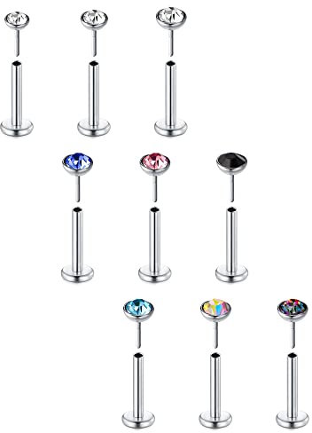 VF VFUN 18G 8mm Chirurgenstahl Gewindelos Nasenstecker Drücken Sie Hinein Nasenpiercing Lippenpiercing Labret Schmuck Monroe Cartilage Tragus Helix Ohrpiercing Medusa Piercing Schmuck
