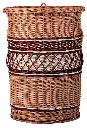 e-wicker24 Coffre de rangement, panier en osier, panier à linge, bac, sac à linge en osier naturel (Petit)