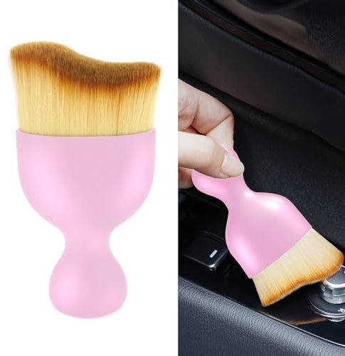 GKmow 1 brosse de nettoyage de sortie de climatisation de voiture, 9,8 x 4,5 cm, poignée en ABS, poils en nylon profilés, outil de nettoyage intérieur portable, compatible avec voitures, camionnettes