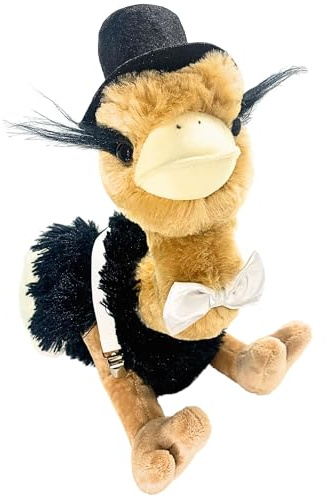 hM - Bräutigamstrauß Freddy Premium 32 cm – Wurfstrauß Plüschtier - Vogel Strauß Kuscheltier- Als JGA, Partygag oder Hochzeitsgeschenk -Junggesellenabschied Geschenk Hochzeit