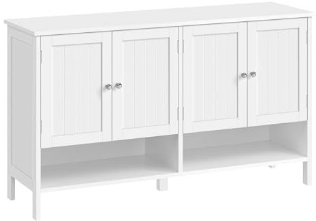 VASAGLE Schuhschrank, Schuhregal, Schuhaufbewahrung, moderner Landhausstil, freistehender Schrank mit höhenverstellbaren Ablagen, 35 x 120 x 70 cm, Eingangsbereich, wolkenweiß LBC045W01