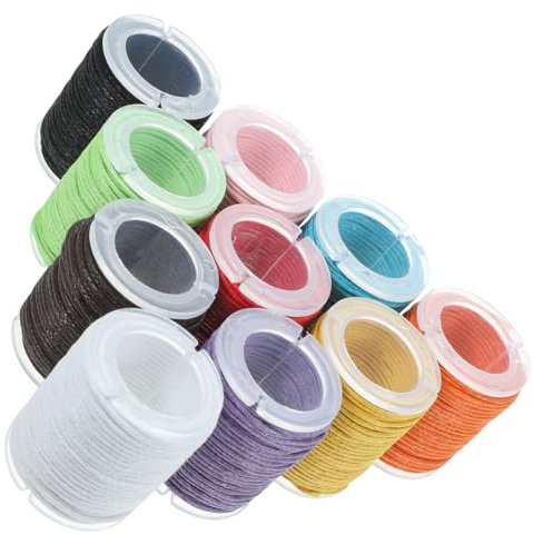 Operitacx 10St Perlenschnur basteln Bunte Halskette Freundschaftskette Armbänder Wachs-Baumwollschnur 1mm gewachste Baumwollkordel Armband Perlenseil Geflochtenes Seil Wachslinie Schmuck