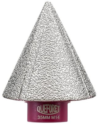 QUEFORET Broca de Chaflán de Diamante 35mm x M14 - Fresa para Biselar Amolar Recortar Agujeros en Cerámica Porcelánico Azulejos Mármol Granito