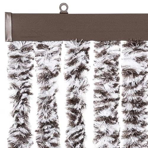 Ailgely Flauschvorhang Chenille 120 x 220 cm, Türvorhang aus Chenille Fliegenschutz Insektenschutz Camping Insektenschutz für Camping Wohnwagen Braun und Beige