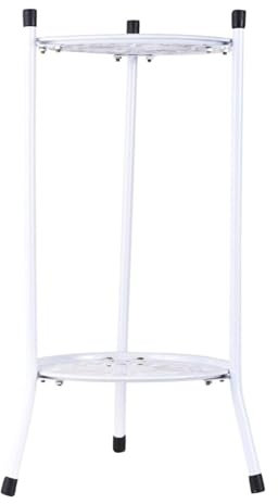 Pflanzenständer aus Metall, 2 Stufe Rund Blumenständer für Innen- und Außenbereich Modern Blumentreppe Pflanzentreppe Plant Stand für Wohnzimmer Balkon Terrasse Garten (Color : White, Size : 60cm)