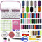 SusggO 140 piezas Costurero Completo Accesorios y Guia Basica Puntadas Costura. Costurero Madera forrado Tela Costura Accesorios Kit Costura para Adultos Caja Costura Reglas de Costura Patchwork
