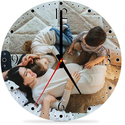 Geschenkfreude Wanduhr mit Foto - 30 cm - Fotogeschenke personalisiert - Uhr zum selber gestalten - Uhr mit Bild - personalisierte Geschenke für Sie und Ihn - Glas Wanduhren