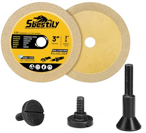 Sbestily Die Grinder Cut Off Wheels 3 Inch Kit, Diamond 3 x 1/24 x 3/8 Cutting Wheel, Metal & Stainless Steel Cutting Disc for Die Grinder Drill Attachment Cutter Disc