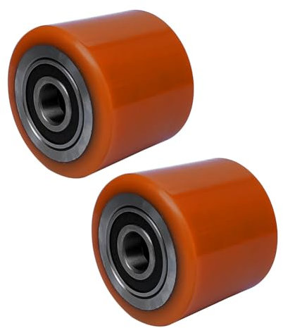2 × Rulli per camion pallet Diametro del rullo di carico 80mm Ruote per carrelli elevatori doppi cuscinetti a sfera Ruote di servizio PU Per 2 3 tonnellate carrelli elevatori per pallet Jack skid 80 ×