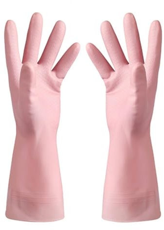 CHUDOU Cleaning Gloves,Waterproof 1 Pair Of Laundry And Dishwashing Gloves Reusable Laundry Gloves Long Sleeves For Daily Use Dishwashing Gloves(BLUE-S)(Pink S)