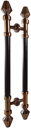 Juego de manijas largas para puerta corredera de granero de dos lados para puertas redondas de madera interiores y exteriores, accesorios de montaje incluidos, acabado en bronce, 88 cm