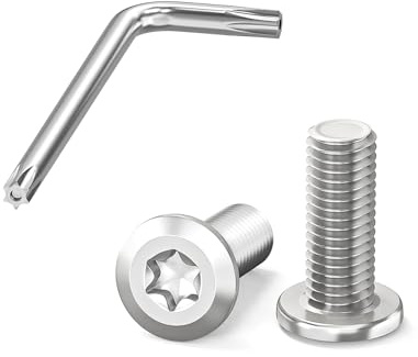 Dayalo Vis à tête plate, vis M8 à tête plate, en acier inoxydable A2 V2A, vis Torx, vis de machine avec clé Torx, filetage complet, M8x20mm, 10 pièces