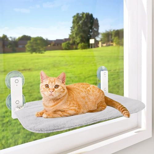 Sonhomay Cat Window Perch Foldable Cat Window Bed Hammock Strong Suction Cups Cat Window Seat Lounger Resting Mat Shelf for Cats Inside Windowsill Bedside Hold Up to 28lbs 12x21 Inches