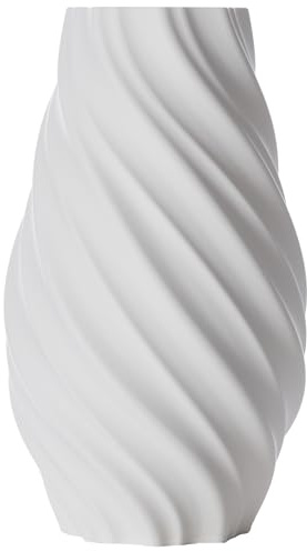 3D Vase Dekovase Edina L 30cm Bodenvase Deko Vase Pampasgras Trockenblumen (Weiß)