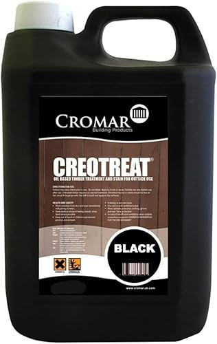 CROMAR – AlphaChem CREOTREAT Oil-Based Timber Treatment & Stain | Fast Drying – Long Lasting Protection – Outdoor Wood Protection for Fences, Sheds, and Timber Posts | Black – 20L