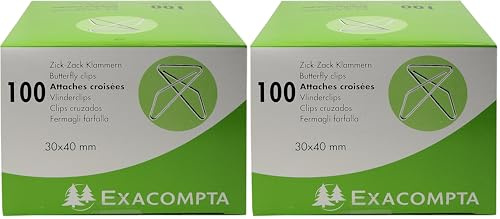 EXACOMPTA Boîte de 100 attaches lettres croisées 30x40mm (Lot de 2)