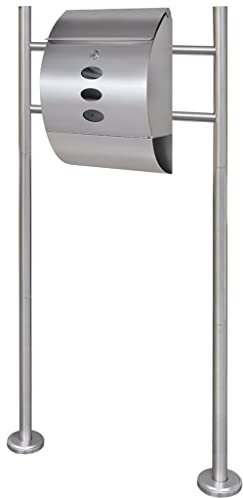 AJJHUUKI Home & Garden,Decor,Post Boxes-home-Mailbox on Stand Stainless Steel