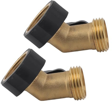 2 Pack Garden Hose Shut Off Valve, Brass Water Hose Shut Off Connector 45° Bending Flexible Control Gooseneck Water Hose Connector Garden Hose Splitter for Irrigation Car Wash