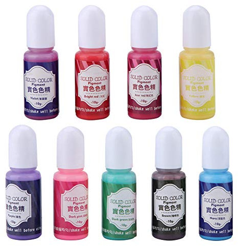 Pigmentharzfarbstofffarbe 9 Farben Flüssige Harzfarbe für Handwerksschmuck, die Nagelkunst mit Geruchloser Formel Machen (Echte Farbe 9 Farben B Gruppe)