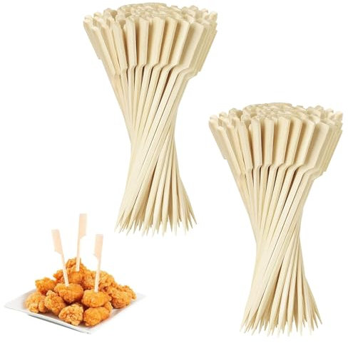 200 brochetas para aperitivos, brochetas de madera, pinchos de madera, pinchos de madera. Estos pinchos de bambú son ideales para cócteles, barbacoas, frutas y sándwiches.