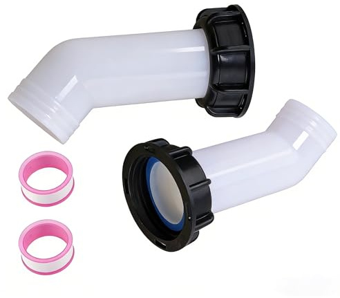 TIOMIOSEA 2 Stück IBC Tank Adapter, IBC Auslaufhahn für 1000L Wassertank, IBC Ablaufstutzen S60x6 Grobgewinde Auslauftülle Kompatible Container Zubehör